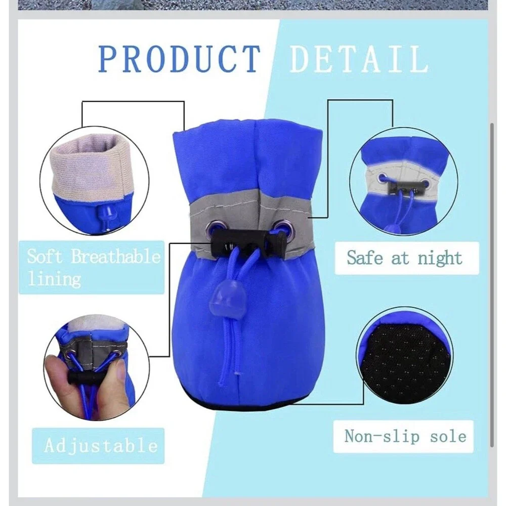Soft & Cozy Dog Boots for Small Dogs - Blue, Adjustable Size 7 -Indoor/Outdoor